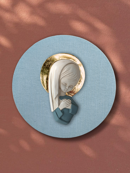 VIRGENCITA LINO AZUL CON PAN DE ORO